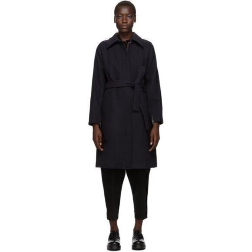 3.1 Phillip Lim Midnight Navy Belted Dolman Sleeve Virgin Wool Coat Size‎ 12 NWT